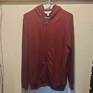 Market & Spruce Women's Zip-Up Maroon/Red Sweater